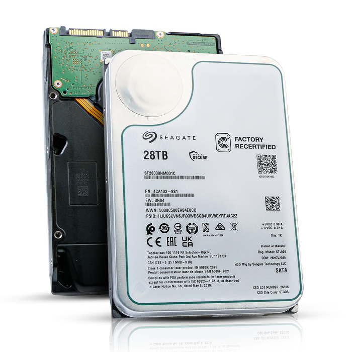 Seagate Exos ST28000NM001C 28TB 7.2K RPM SATA 6Gb/s 512e 512MB 3.5in Recertified HDD