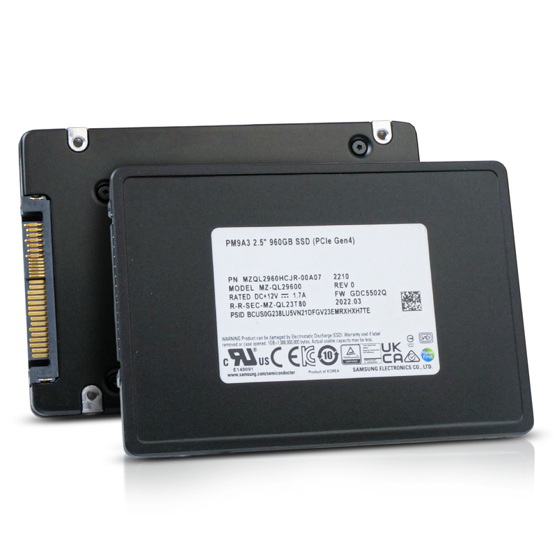 Samsung PM9A3 MZQL2960HCJR 960GB PCIe Gen 4.0 x4 8GB/s 1 DWPD U.2 2.5" Refurbished SSD