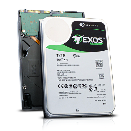 Seagate Exos X16 ST12000NM002G 12TB 7.2K RPM SAS 12Gb/s 512e/4Kn 3.5in Hard Drive