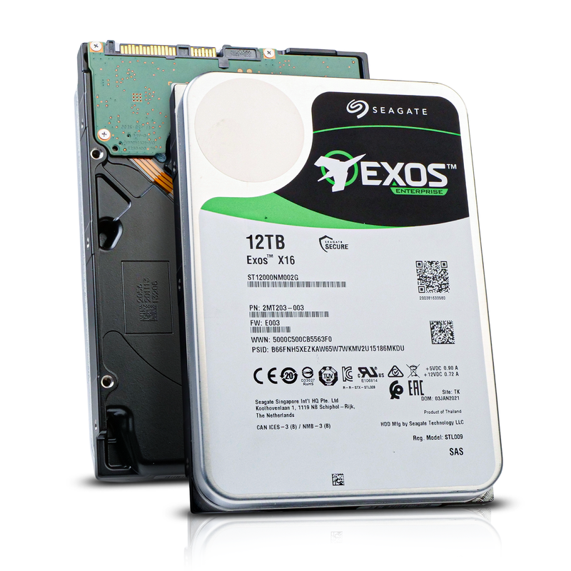 Seagate Exos X16 ST12000NM002G 12TB 7.2K RPM SAS 12Gb/s 512e/4Kn 3.5in Hard Drive