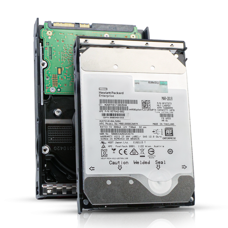 HP Generation 11 857642-002 10TB 7.2K RPM SAS 12Gb/s 512e 256MB 3.5in Hard Drive, combine angled view