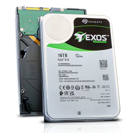Seagate Exos X18 ST16000NM004J 16TB 7.2K RPM SAS 12Gb/s 512e 256MB 3.5in Hard Drive