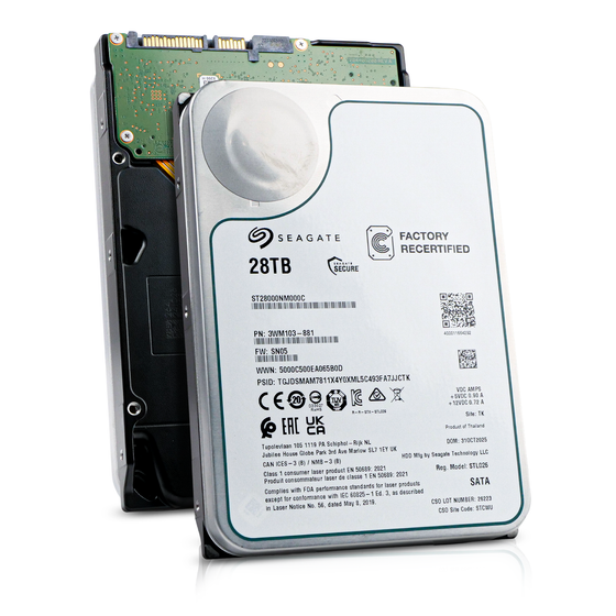 Seagate Exos ST28000NM000C 28TB 7.2K RPM SATA 6Gb/s 512e CMR 3.5in Recertified Hard Drive