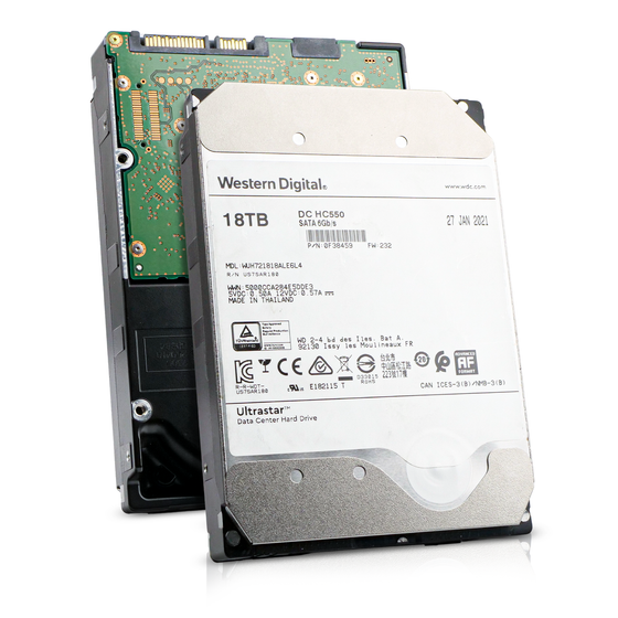 Western Digital Ultrastar DC HC550 WUH721818ALE6L4 0F38459 18TB 7.2K RPM SATA 6Gb/s 512e 512MB 3.5" Refurbished HDD
