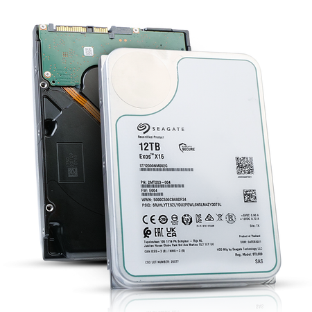 Seagate Exos X16 ST12000NM002G 12TB 7.2K RPM SAS 12Gb/s 512e/4Kn 3.5in Recertified Hard Drive