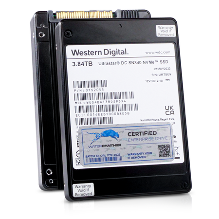 Western Digital Ultrastar DC SN840 WUS4BA138DSP3X4 0TS2055 3.84TB 1 DWPD PCIe Gen 3.1 x4 4GB/s 3D TLC U.2 NVMe 2.5in SSD