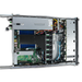 Top-down interior view of an ASRock Rack 1U server showing fans, memory slots, and power supplies.