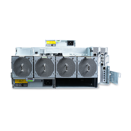 Seagate 4U enclosure rear with one power supply removed and placed on top.