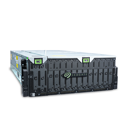 Angled front view of the Seagate 4U storage enclosure.