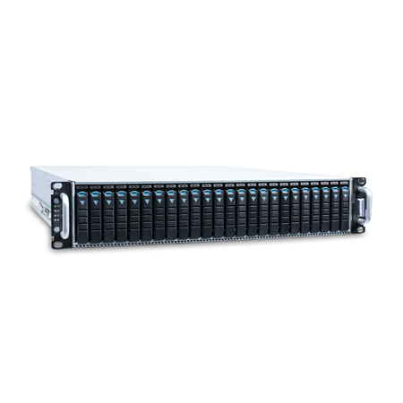 2U 24-bay server, angled front view.