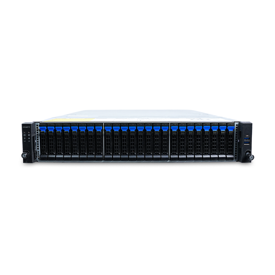 Straight-on front view of a 2U server with 24 drive trays.