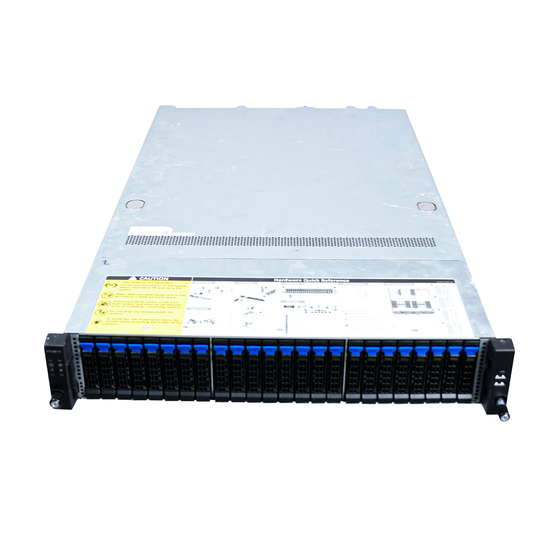 Elevated front view of a 2U server with 24 drive bays.