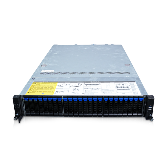 2U rack server with 24 front 2.5-inch drive bays and blue release tabs.