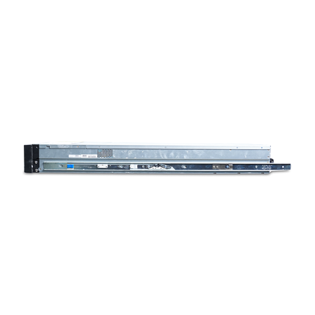 Opposite side view of 2U rack server showing the chassis profile with an attached slide rail.