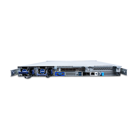 Rear view of a Gigabyte 1U server with dual 1200W PSUs.
