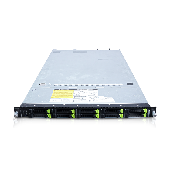 Angled top view of a Gigabyte 1U server with 10 front 2.5" drive bays.