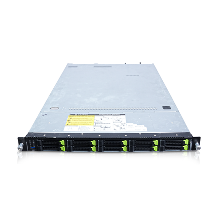 Angled top view of a Gigabyte 1U server with 10 front 2.5" drive bays.