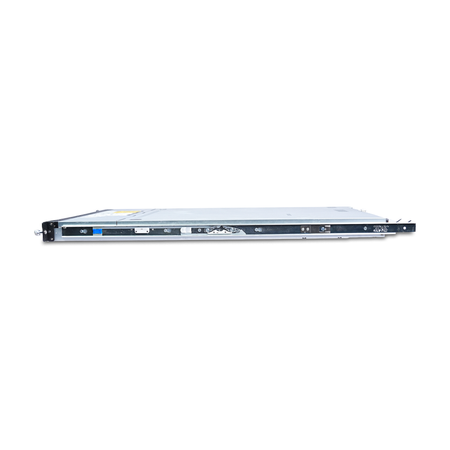 Side view of a Gigabyte 1U server with rail attached.