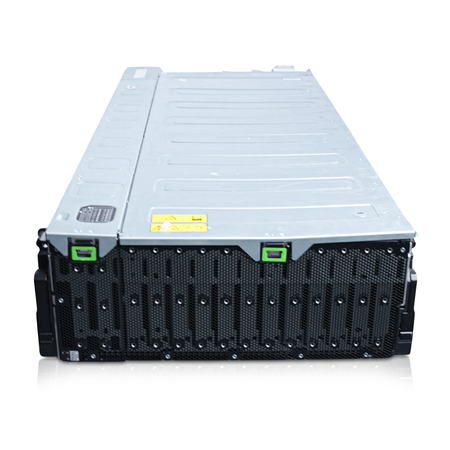 Angled front view of a Seagate Exos E 4U106 106-bay JBOD enclosure.