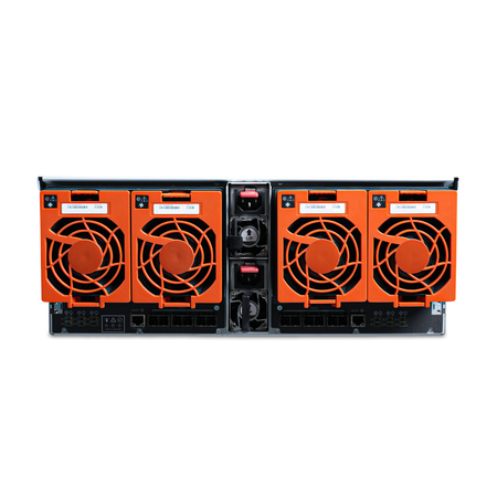 Rear view of a WD Ultrastar Data102 H4102-J with four fan modules, dual PSUs, and I/O ports.