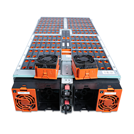 Angled rear view of an open WD Ultrastar Data102 H4102-J with two fan modules removed on top.