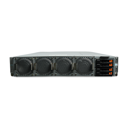 Front view of 2U server with four fans and four drive bays.