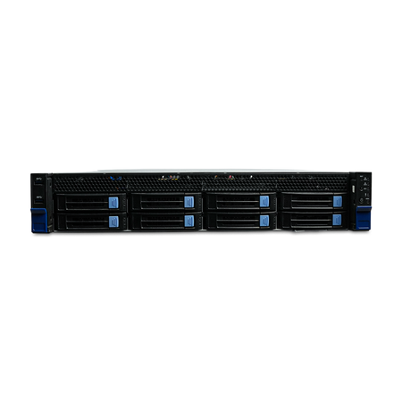 Front view of 2U rack server with eight 3.5-inch drive bays.