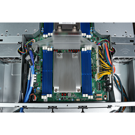 Top-down view of CPU heatsink and memory slots.