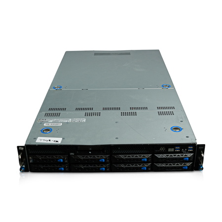 Angled front view of 2U server with eight 3.5-inch drive bays.