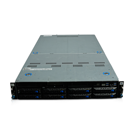 Angled front view of 2U server with eight 3.5-inch drive bays.
