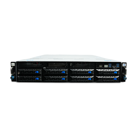 Front view of 2U server with eight 3.5-inch drive bays.