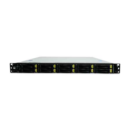 1U rack server with single 64-core CPU and ten 2.5-inch drive bays, front panel, straight-on