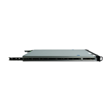 1U rack server, left side with attached slide rail, side view slightly above
