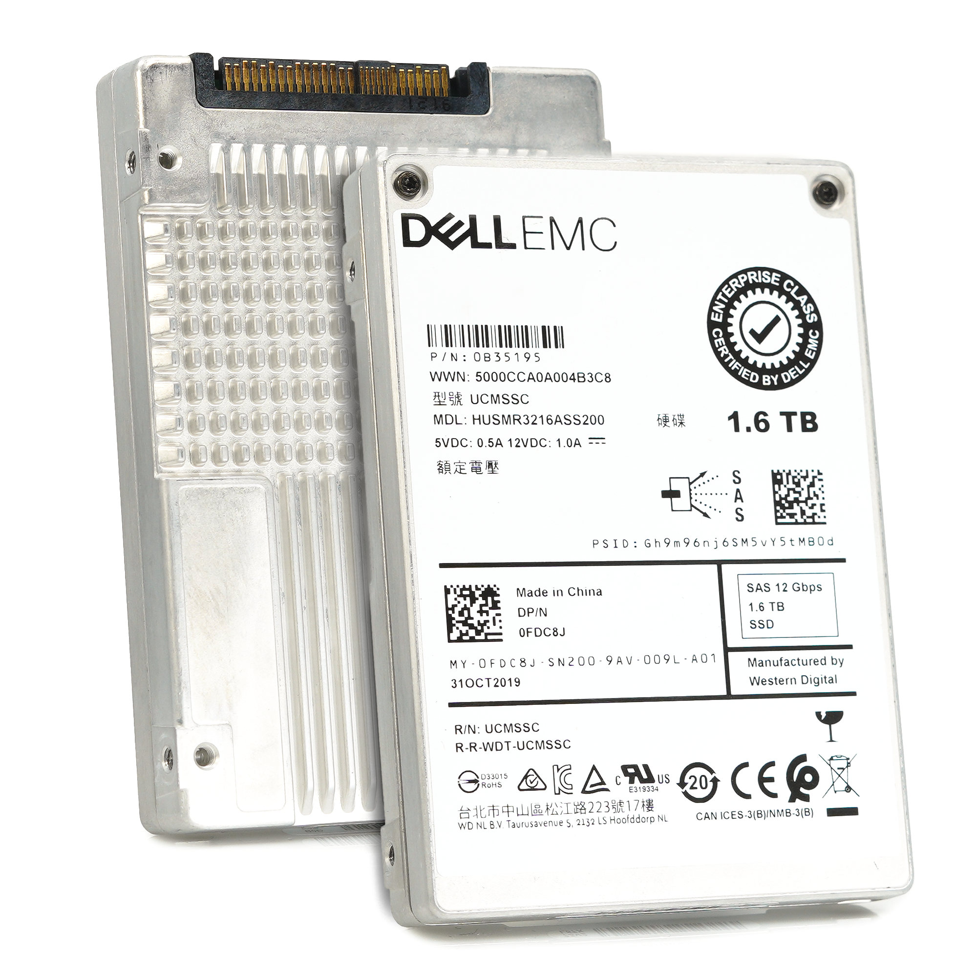 Dell Ultrastar DC SS300 FDC8J HUSMR3216ASS200 1.6TB SAS 12Gb/s 2.5in Recertified Solid State Drive