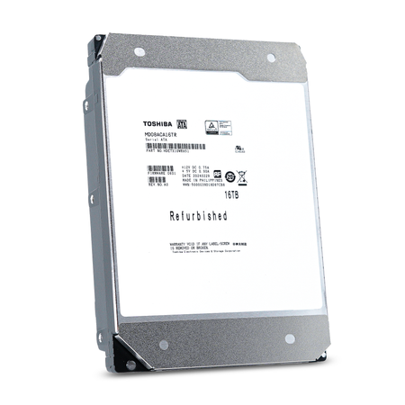 Toshiba MD08 MD08ACA16TR 16TB 7.2K RPM SATA 6Gb/s 512e 3.5" HDD, Front Angled View