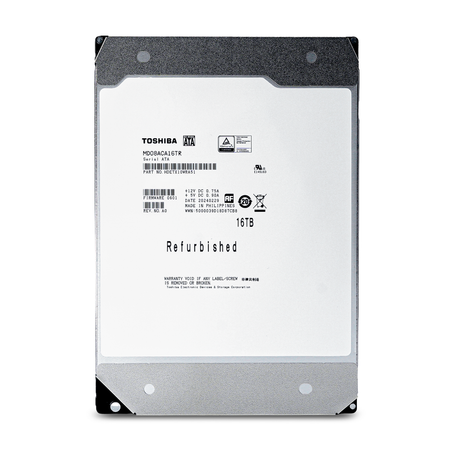 Toshiba MD08 MD08ACA16TR 16TB 7.2K RPM SATA 6Gb/s 512e 3.5" HDD, Front Label View