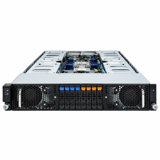 2U rackmount server with drive bays, front view.