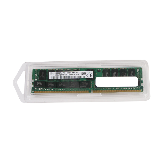 SK hynix HMA84GR7MFR4N-UH 32GB DDR4 server memory, label side in clear clamshell packaging, straight-on