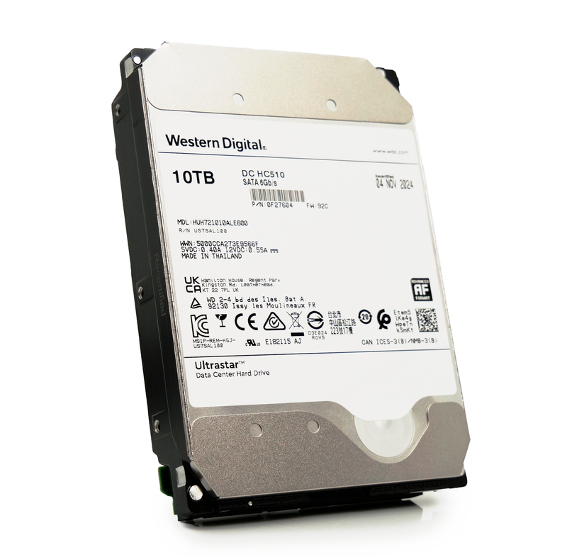Western Digital Ultrastar DC HC510 HUH721010ALE600 0F27604 10TB 7.2K RPM SATA 6Gb/s 512e 256MB 3.5" ISE Manufacturer Recertified HDD