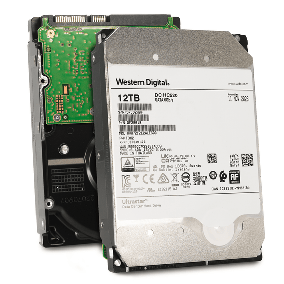 Western Digital Ultrastar DC HC520 HUH721212ALE600 0F29618 12TB 7.2K RPM SATA 6Gb/s 512e Power Disable 3.5in Refurbished HDD