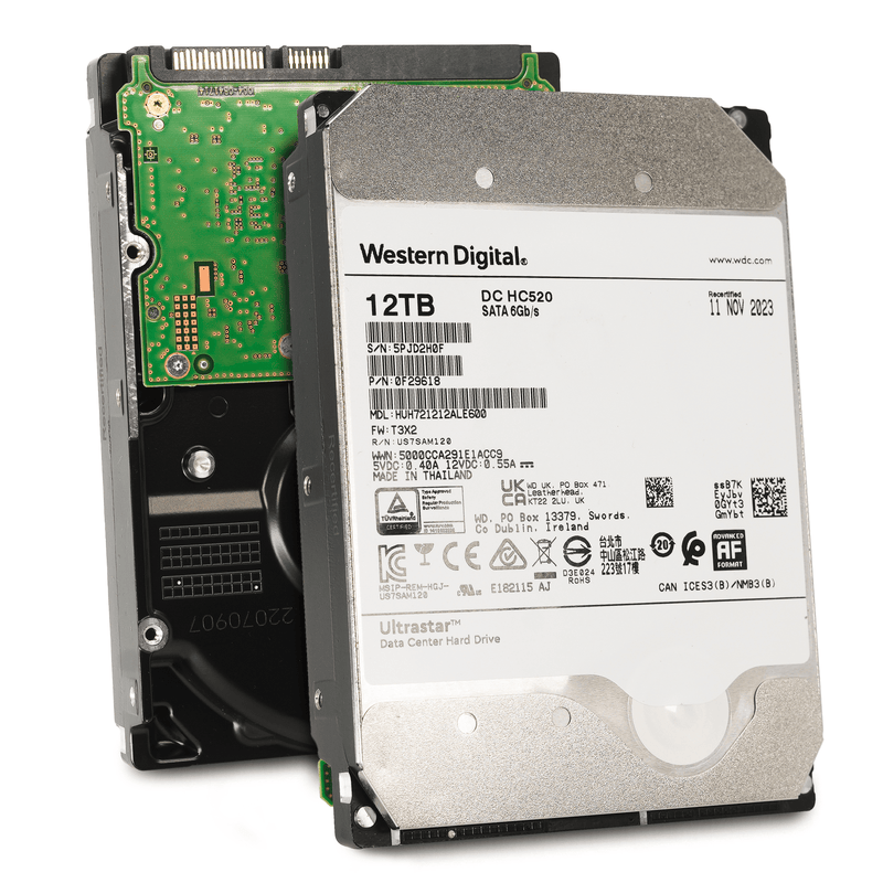 Western Digital Ultrastar DC HC520 HUH721212ALE600 0F29618 12TB 7.2K RPM SATA 6Gb/s 512e Power Disable 3.5in Refurbished HDD