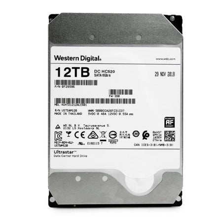 Western Digital Ultrastar DC HC520 HUH721212ALE601 0F29596 12TB 7.2K RPM SATA 6Gb/s 512e 256MB 3.5in Refurbished HDD