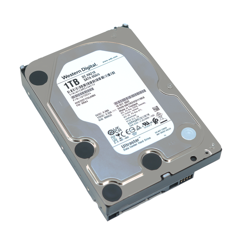 WD Ultrastar HA210 HUS722T1TALA604 1TB 7.2K RPM SATA 6Gb/s 512n 128MB 3.5" SE Hard Drive - Flat View