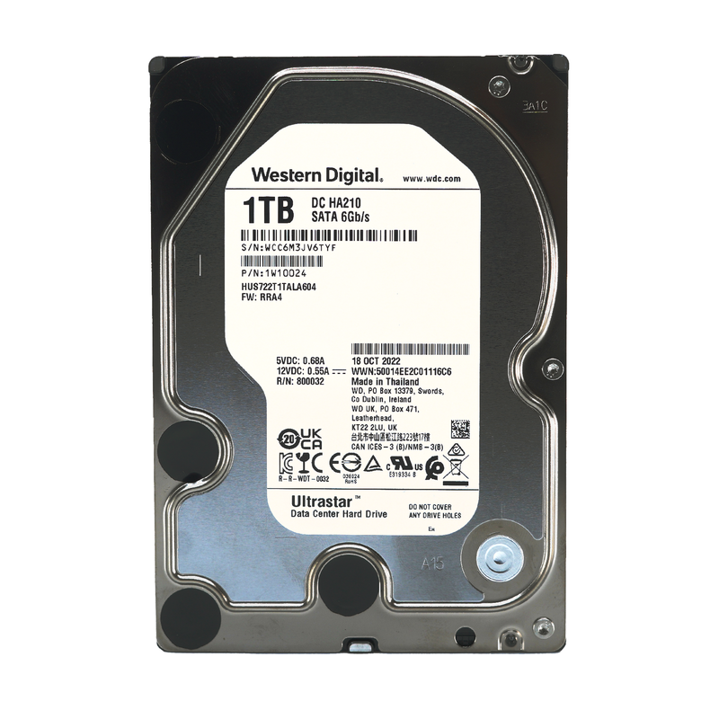 WD Ultrastar HA210 HUS722T1TALA604 1TB 7.2K RPM SATA 6Gb/s 512n 128MB 3.5" SE Hard Drive