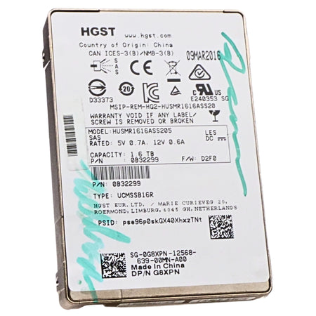 HGST HUSMR1616ASS205 1.6TB SAS 12Gb/s 2.5in Refurbished SSD