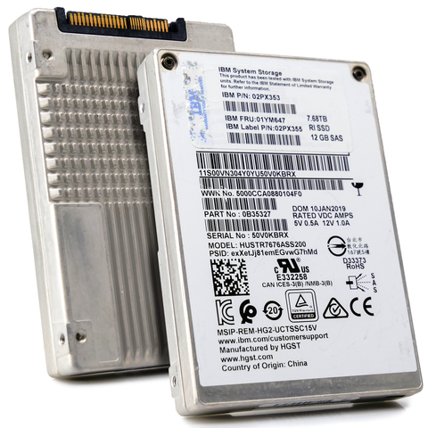 Western Digital/IBM Ultrastar DC SS200 HUSTR7676ASS200 7.68TB 1 DWPD SAS 12Gb/s Read-Intensive MLC 2.5in Refurbished Enterprise SSD