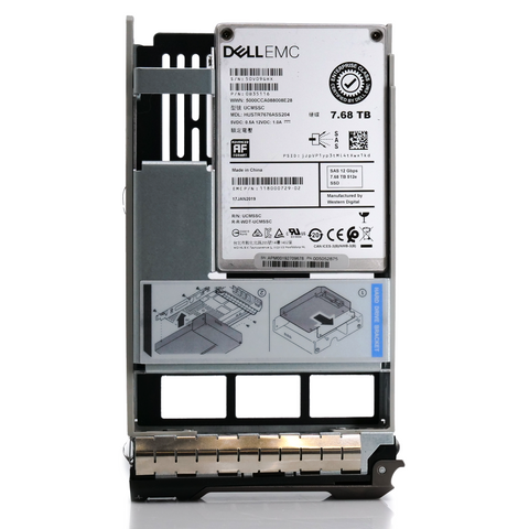 Dell EMC G13 HUSTR7676ASS204 0B35116 7.68TB SAS 12Gb/s 512e 1DWPD Read Intensive 3.5in Solid State Drive g13 tray front and back image main