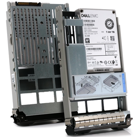 Dell EMC G13 HUSTR7676ASS204 0B35116 7.68TB SAS 12Gb/s 512e 1DWPD Read Intensive 3.5in Solid State Drive g13 tray front and back image main