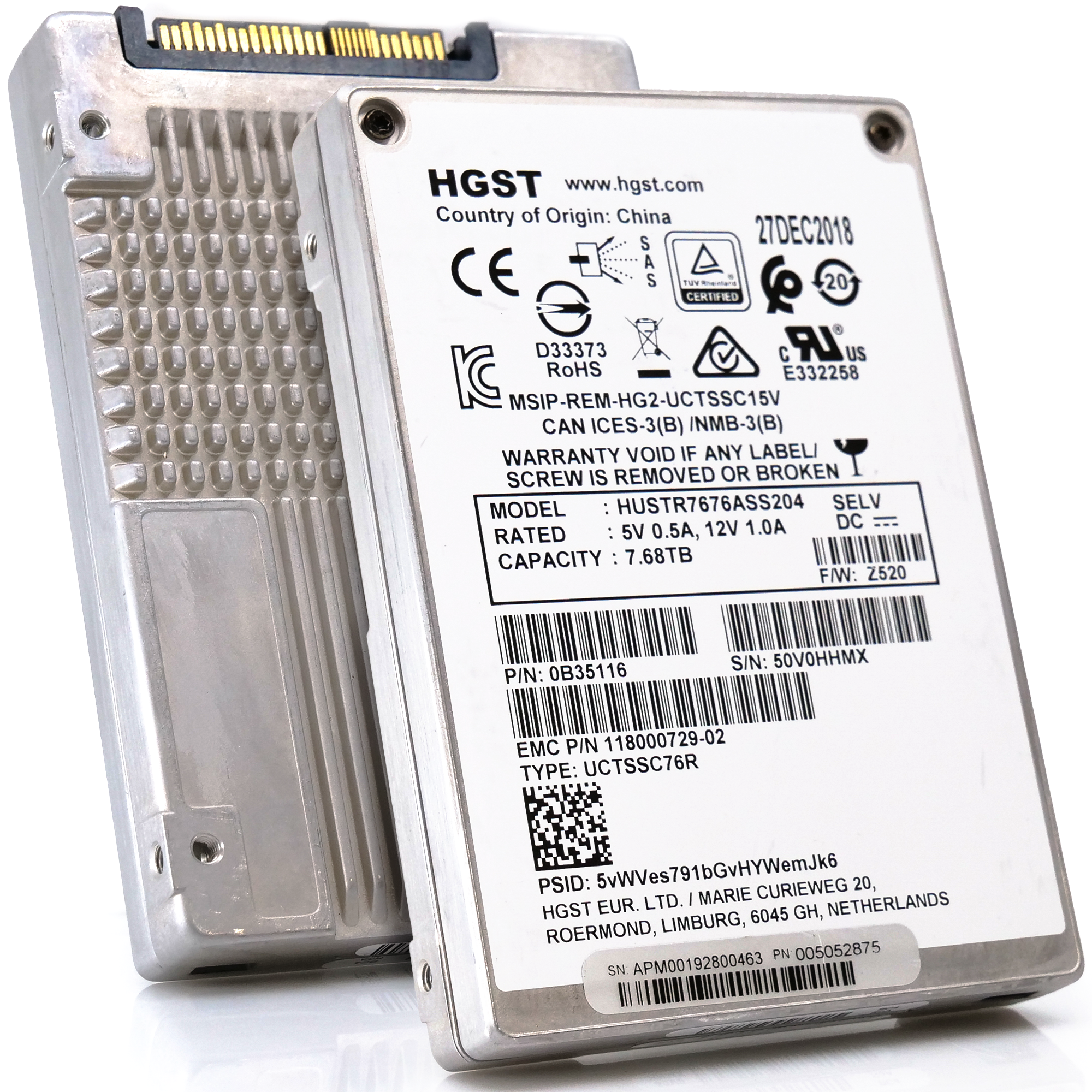 HGST Ultrastar SS300 HUSTR7676ASS204 118000729-02 7.68TB SAS 12Gb/s 512e 1DWPD Read Intensive 2.5in Refurbished SSD