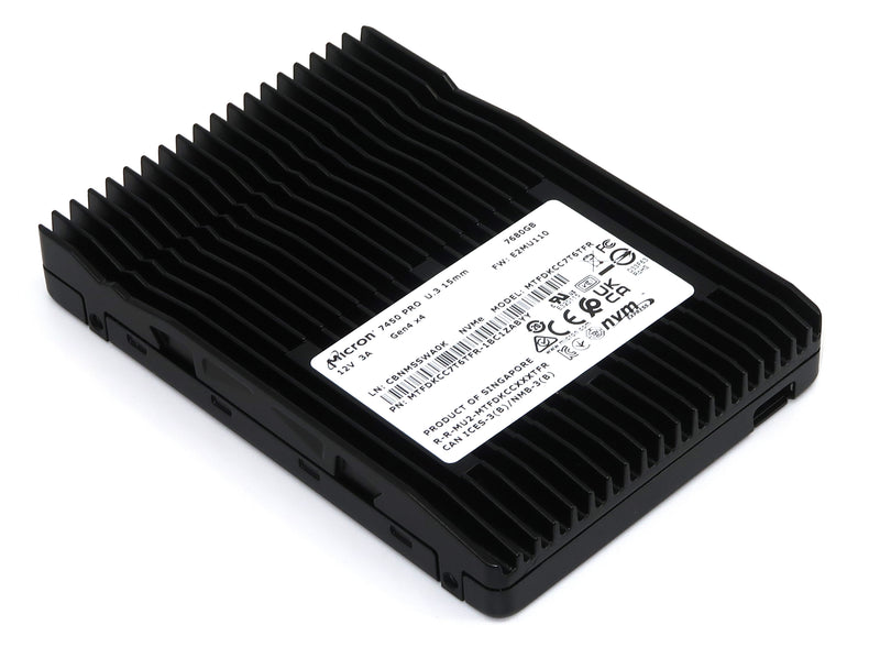 Micron 7450 Pro MTFDKCC7T6TFR 1BC1ZABYY 7.68TB PCIe Gen 4.0 x4 8GB/s U.3 NVMe 2.5in Refurbished SSD